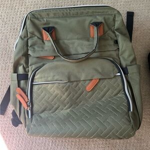 Baby Diaper Olive Green Backpack with Tan Accents